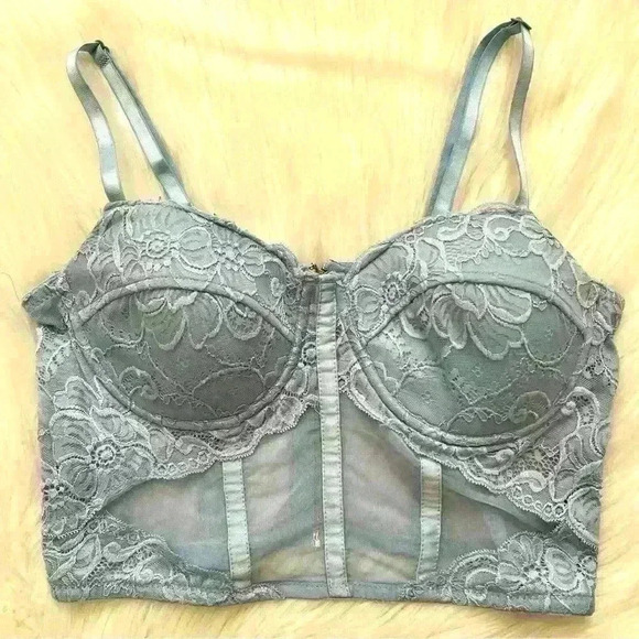 Say What Pastel Blue Corset Crop Top Medium - Picture 1 of 5